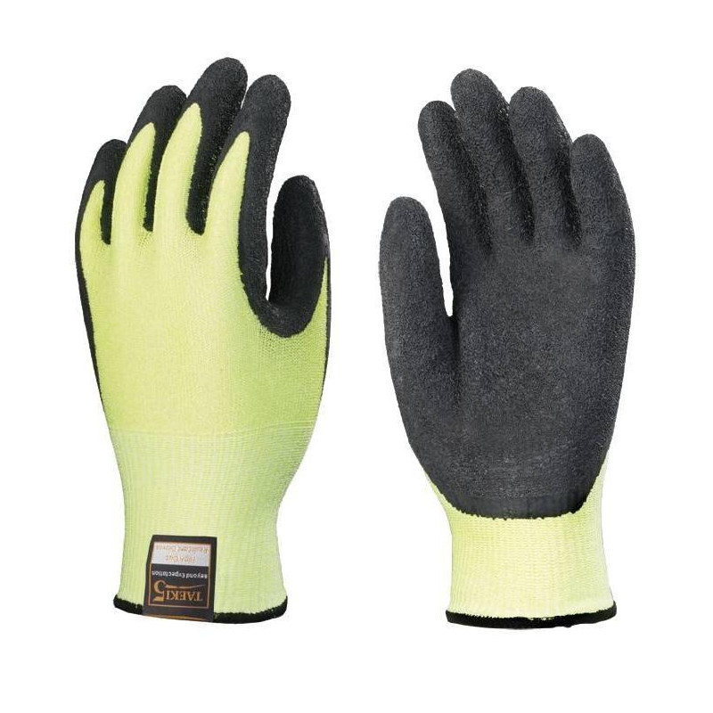 Lot de 10 paires de gants TAEKEI 5 latex noir, anti vibration, hi-viz Lot de 10 paires de gants TAEKEI 5 latex noir, anti vibration, hi-viz