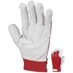 Gants maîtrise fleur chèvre dos coton rouge serrage autogrippant