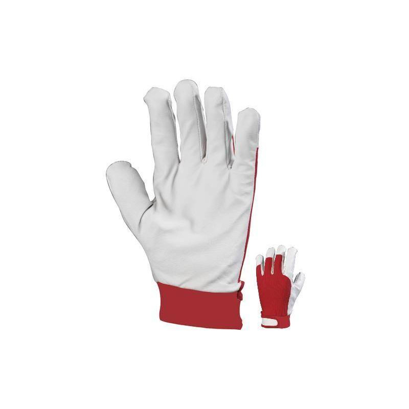 Gants maîtrise fleur chèvre dos coton rouge serrage autogrippant