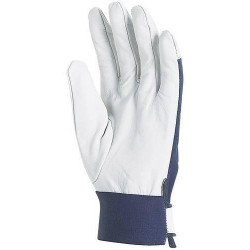 Lot 10 paires de gants chèvre dos jersey bleu, poignet serrage auto-grippant