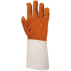 Lot 10 paires de gants tout croûte vachette, ignifugé, manchette 15 cm