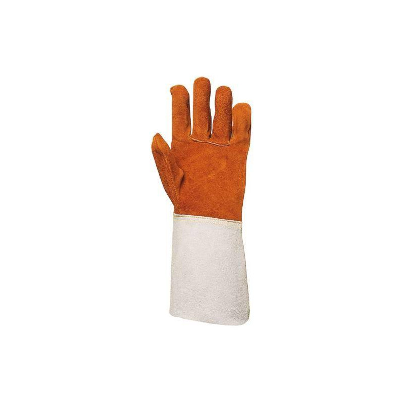 Lot 10 paires de gants tout croûte vachette, ignifugé, manchette 15 cm