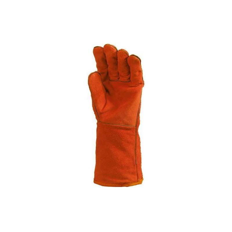 Lot 12 paires de gants Kevlar croûte vach. rouge, doublé molleton, m. 15 cm