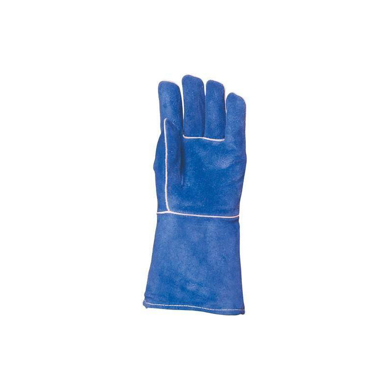 Lot 12 paires de gants Kevlar croûte vach. bleue, doublé molleton, dos aluminisé