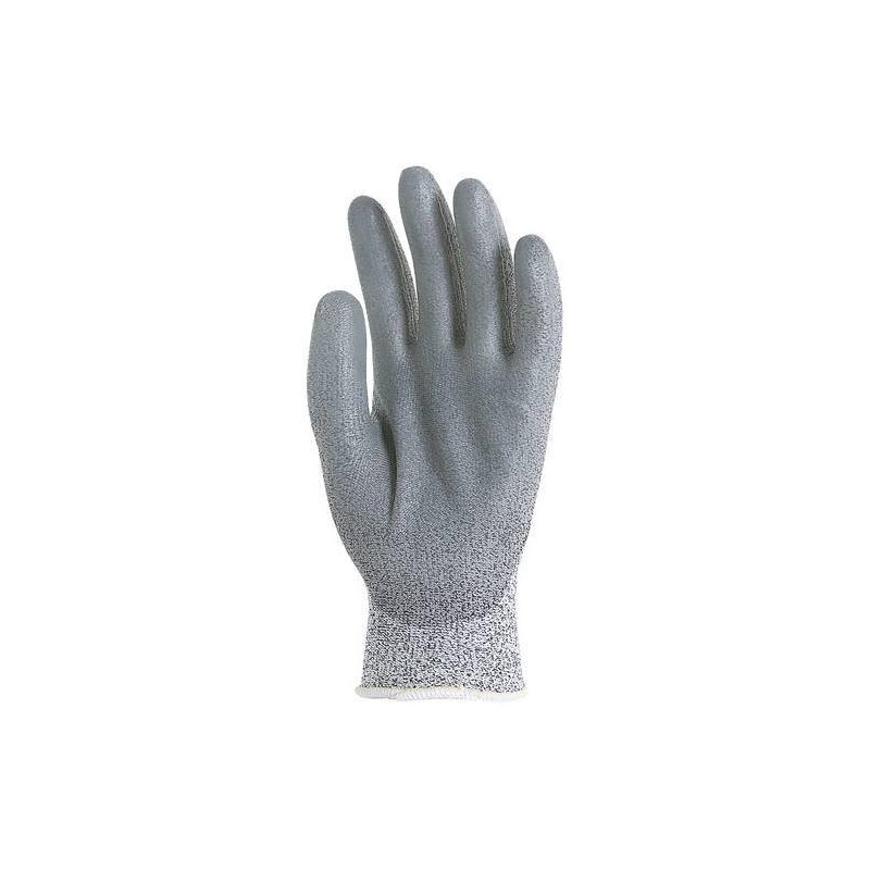 Lot 12 paires de gants HPPE gris, paume enduit polyuréthane gris, anticoupure