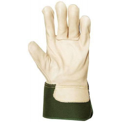 Gants docker croûte vachette supérieure, toile verte