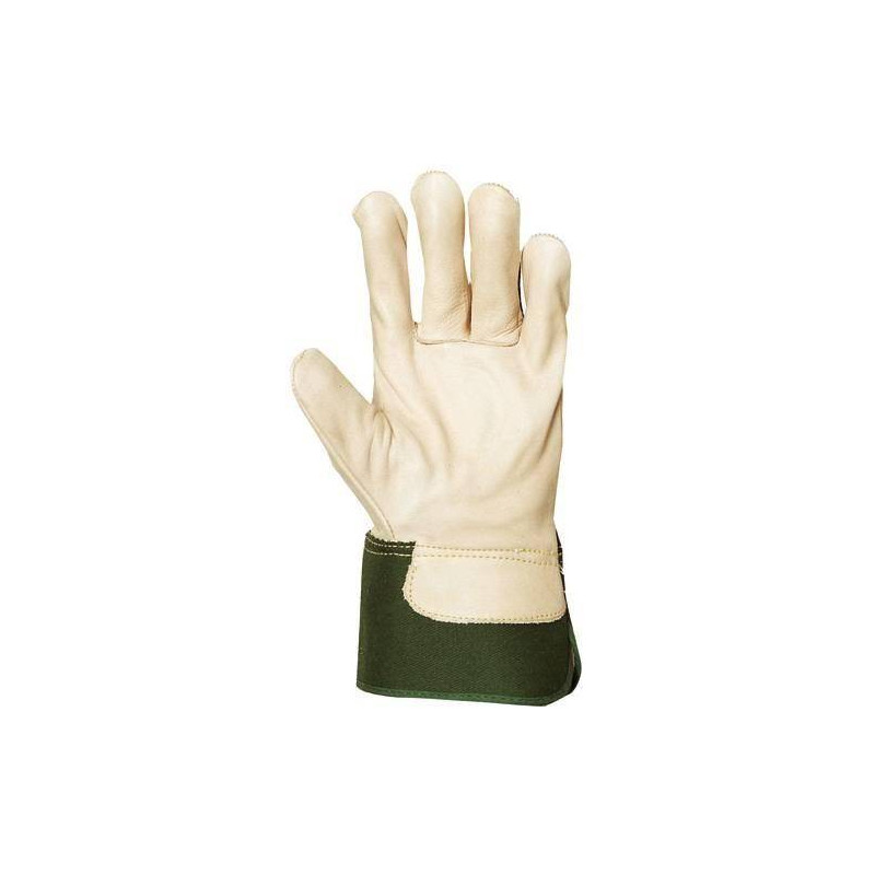 Gants docker croûte vachette supérieure, toile verte